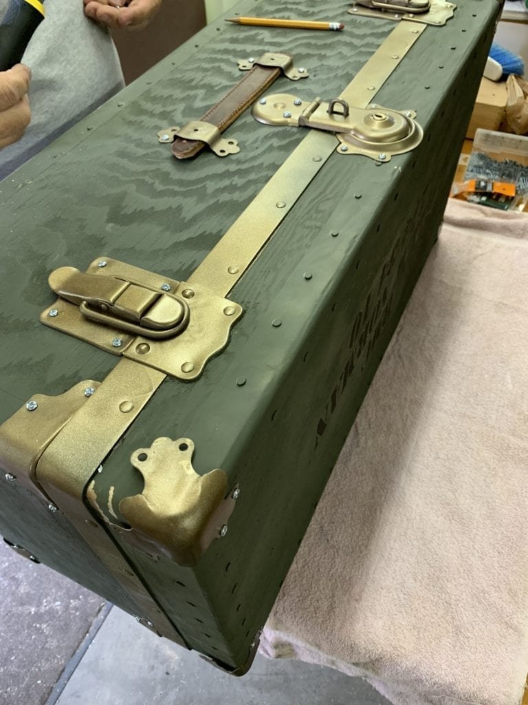 World War II Wood and Metal Foot Locker/Trunk With Tray! WW2 USMC ARMY