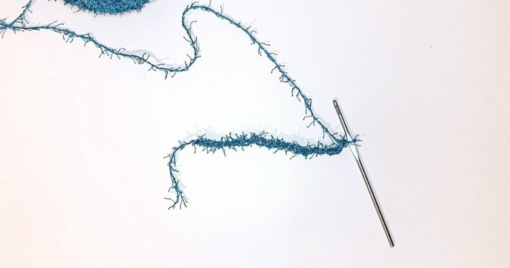 An image of a crochet chain with 21 stitches