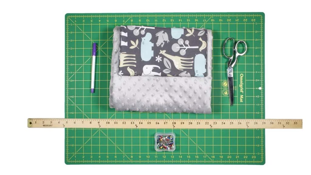 An image of baby blanket sewing supplies