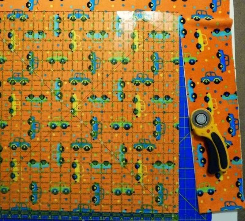 An image of cutting minky fabric for a pillowcase