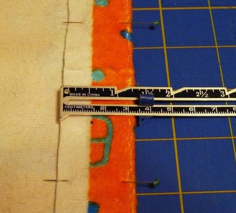 An image of folding the edge of minky fabric