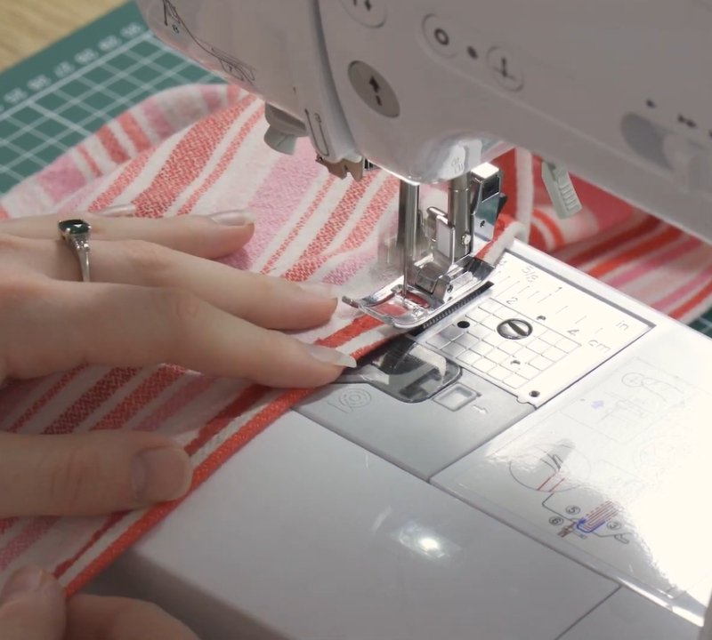 An image of sewing mesh to the fabric base