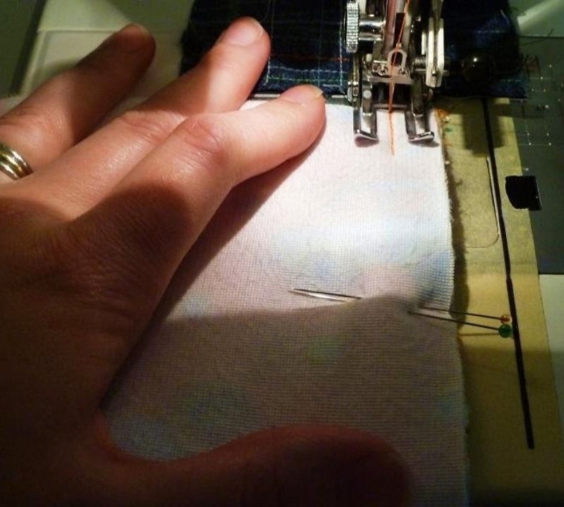 An image of sewing the sides of minky fabric