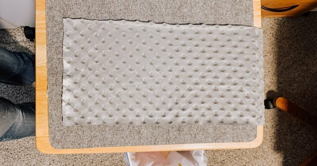 Minky fabric with the wrong side facing up