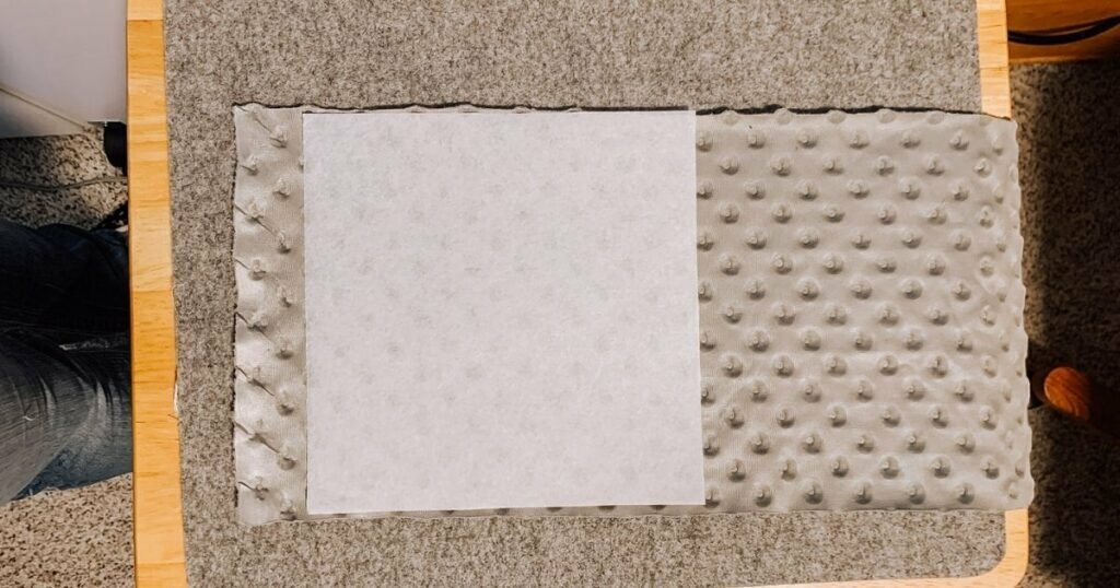 An image of stabilizer attached to minky fabric