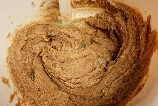 An image of butter mixed with graham cracker crumbs
